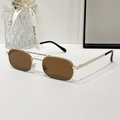 Retro double bridge sunglasses with brown resin lenses and golden metal frame - Regular / Regular (Includes 13% VAT) Gold Frame with Solid Tea Lenses