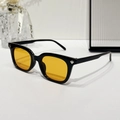 Fashionable retro sunglasses with black frame, yellow lenses and silver rivets - Black Frame Orange Lens