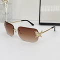 Frameless butterfly square sunglasses with brown gradient lenses and gold rhinestones - Gold Frame Gradient Tea Lens