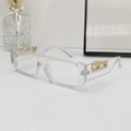 Transparent rectangular sunglasses with luxury gold leopard detail on the temples - Transparent Frame Clear Lens