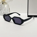 Fashionable black geometric polygonal sunglasses with thick frames on a minimalist background - Black Frame Grey Lens