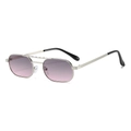 Retro double-bridge sunglasses with silver metal frame and purple gradient lenses - Regular / Standard (Incl. 13% VAT) Silver Frame Grey & Pink Lenses