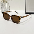 Fashionable leopard print sunglasses with brown lenses and silver diamond rivets - Leopard Frame / Tea Lens