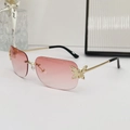 Chic rimless butterfly sunglasses with pink gradient lenses and rhinestone accents - Gold Frame Gradient Pink Lens