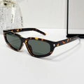 Occhiali da sole cat-eye tartarugati con montatura ovale e lenti verde scuro trendy - Montatura Leopardata Lenti Verde Scuro