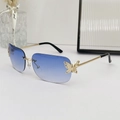 Y2K rimless butterfly sunglasses with gradient blue lenses and gold metal temples - Gold Frame Gradient Blue Lens