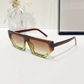 Lunettes de soleil losange chic en écaille marron et vert avec verres dégradés - Monture Motif Floral Verres Thé