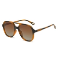 Classic polarized aviator sunglasses with tortoise frame and brown gradient lenses - Tortoiseshell Frame Tea Lens