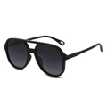 Gafas de sol aviador negras clásicas con lentes polarizadas degradadas y diseño de doble puente - Montura Negra Lente Gris Doble