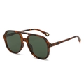 Gafas de sol aviador polarizadas clásicas con montura de carey y lentes de color verde oscuro - Montura Leopardo Lentes Verde Oscuro