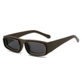 Lunettes de soleil rectangulaires rétro avec monture double couche et verres foncés angle 45° - Standard / Monture Café Verres Gris