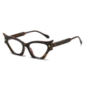 Modern cat eye sunglasses in dark tortoiseshell pattern with golden metal accents - Regular / Regular (Includes 13% VAT) Leopard Frame with Clear Lenses