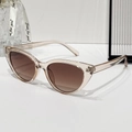 Cat eye sunglasses in champagne transparent frame with brown gradient lenses - Regular / Standard Champagne Frame with Gradient Tea Lenses
