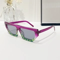 Fashion geometric rhombic sunglasses with purple to green gradient frame and grey lenses - Purple Pattern Frame Light Grey Lens