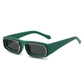 Lunettes de soleil carrées rétro avec monture double métal vert foncé mat et verre gris - Standard / Monture Verte Verres Gris