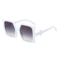 White jagged frame oversized sunglasses with grey gradient lenses and star decor - White Frame Gray Lens