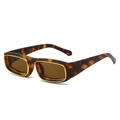 Lunettes de soleil rectangulaires écaillées avec monture en métal doré et verres bruns - Standard / Monture Léopard / Verres Thé