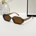 Fashionable geometric sunglasses with brown translucent frames and hexagonal design - Tea Frame Tea Lens