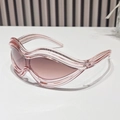 Occhiali da sole Y2K con montatura rosa traslucida e lenti marroni sfumate - Montatura Rosa Lenti Marrone Rosa