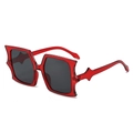 Oversized translucent red star-shaped rectangle sunglasses with dark gray lenses - Red Frame Grey Lens