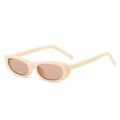 Retro narrow frame cat eye sunglasses in cream beige with tinted brown lenses - Regular / Off-White Frame with Light Tea Lenses (Incl. 13% VAT)