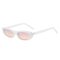 Frosted white oval sunglasses with orange-pink gradient lenses in a vintage style - Regular / Regular (Incl. 13% VAT) Transparent Frame with Purple-Pink Lenses
