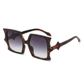 Oversized tortoise shell square sunglasses with starry star shape geometric frame - Leopard Frame Grey Lens