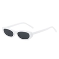 Retro narrow oval sunglasses with white frame and dark black lenses for street style fashion - Regular / Regular (Incl. 13% VAT) White Frame Grey Lenses