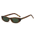 Retro tortoise shell narrow frame cat eye sunglasses with dark lenses for a Y2K aesthetic - Regular / Leopard Print Frame Sunglasses with Dark Green Lenses