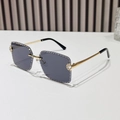 Lunettes de soleil carrées sans monture avec verres gris et strass brillants sertis - Standard / Tout Gris