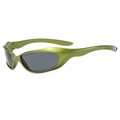 Y2K punk sports sunglasses featuring olive green metallic frames and grey lenses - Green Frame Grey Lens