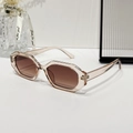 Lunettes de soleil géométriques à monture champagne translucide et verres marrons - Standard / Standard monture champagne avec verres thé dégradés