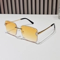 Lunettes de soleil carrées sans monture avec verres dégradés orange et strass brillants - Standard / Orange Dégradé