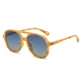 Gafas de sol aviador clásicas con montura ámbar amarilla y lentes degradadas azules - Montura Estampado Crema Lentes Azules