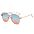 Classic pilot polarized sunglasses with champagne frame and blue pink gradient lenses - Champagne Frame Blue Red Lenses