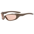 Y2K punk sunglasses with dark brown sports frame and light orange lenses - Coffee Frame Pink Lens