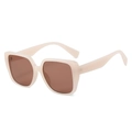 Chique oversized vierkante zonnebril met roomwit montuur en bruine glazen - Jelly Roze Frame Thee Lenzen