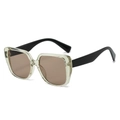 Lunettes de soleil carrées oversize tendance avec monture champagne et verres marron - Standard / Monture jaune standard avec verres champagne