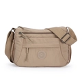 Borsa a tracolla in nylon kaki chiaro con tasche multiple con zip e tracolla regolabile - Cachi