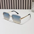 Frameless square sunglasses with blue-orange gradient lenses and hand-set crystals - Regular / Standard Green Tea Lenses