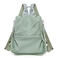 Zaino in velluto a coste verde menta impermeabile con tiri zip intrecciati - Verde