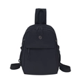Versatile black waterproof nylon sling bag with multi-zipper pockets for daily travel - Black
