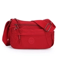 Borsa a tracolla in nylon rosso leggero con tasche multiple a zip e cinghia regolabile - Rosso