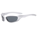 Y2K punk sports sunglasses with matte silver streamlined frame and dark grey lenses - Silver Frame Dark Gray Lens