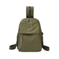 Versatile olive green nylon backpack with multi-pocket design for casual daily use - Army Green