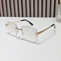 Frameless square sunglasses with luxury crystals and sleek gold metal temples - Regular / Standard Clear Lenses