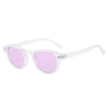 Retro round sunglasses with transparent frame and light purple lenses for men - Transparent Purple