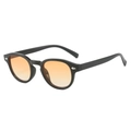 Retro oval sunglasses in black frame with orange gradient lenses and silver rivets - Black Frame Gradient Orange Lens