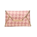 Pochette a busta rosa in ecopelle con motivo a quadrifoglio e bordo in metallo dorato - Rosa