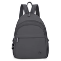 Minimalist grey nylon backpack with multi-layer zipper compartments and durable handle - Feather Gray